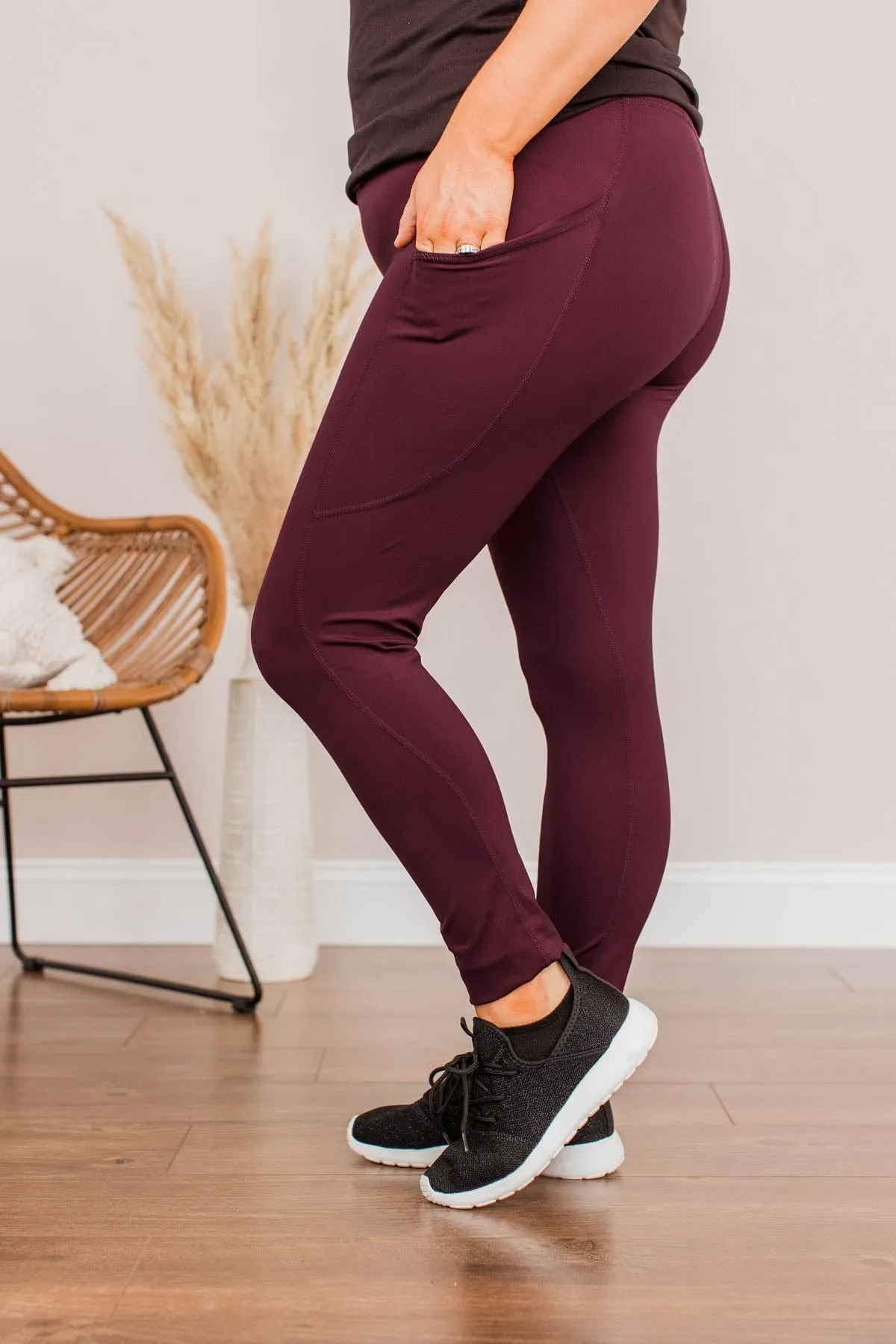 Create My Own Path Athleisure Leggings- Burgundy