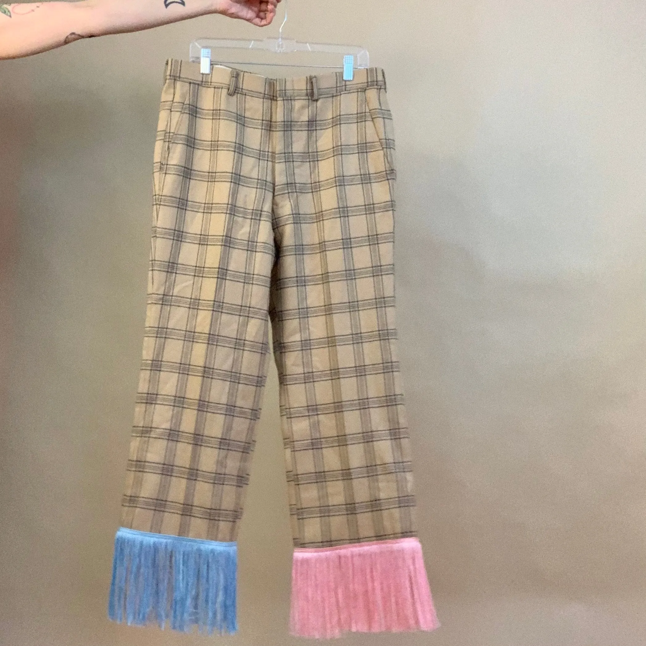 Custom mixed fringe pants