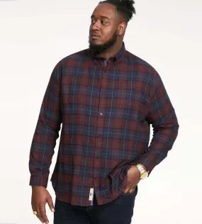 D555 Big Mens Red Flannel Check Shirt With Long Sleeves (THORNWOOD)