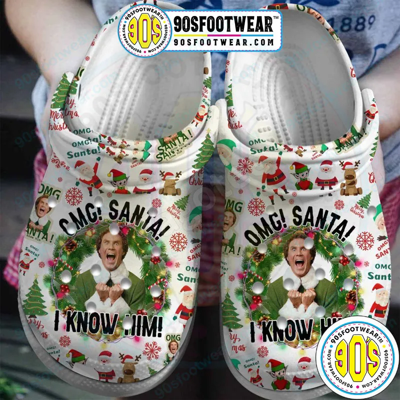 Elf Crocs What The Elf Santa OMG I Know Him Funny Elf Movie Clog Shoes