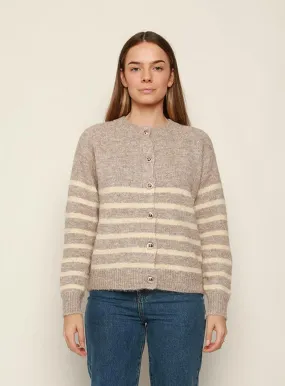 Ellis Stripe Cardigan-TAUPE