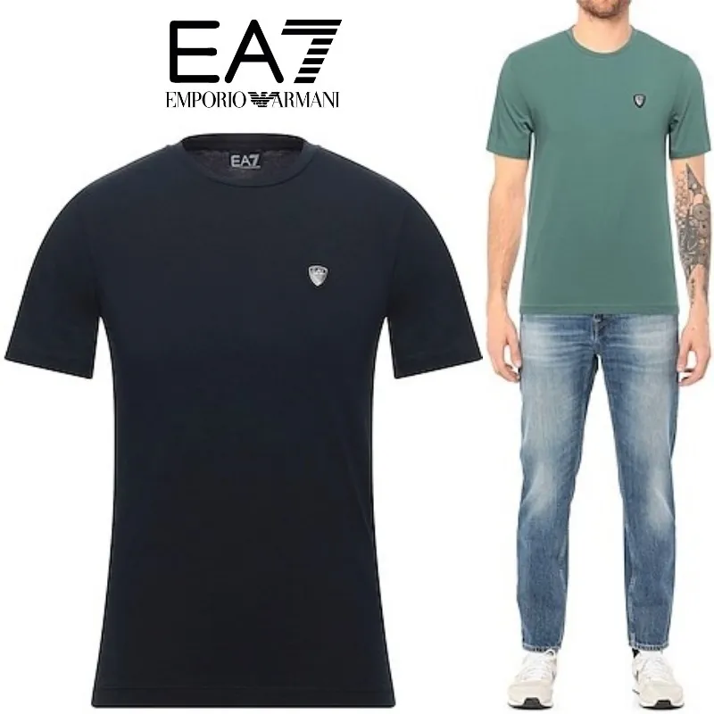 EMPORIO ARMANI  |Crew Neck Pullovers Cotton Short Sleeves Long Sleeve T-shirt