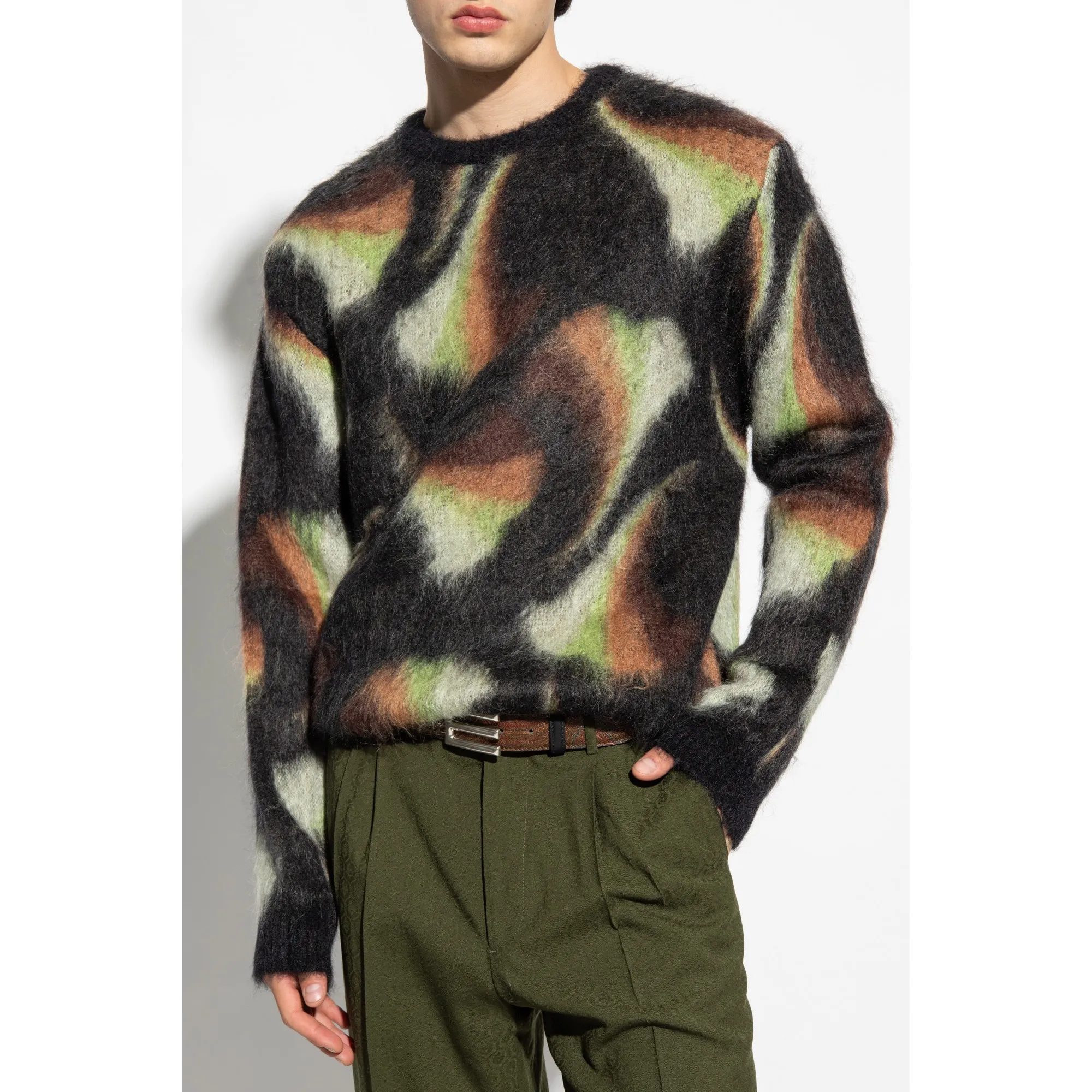 ETRO  |Crew Neck Pullovers Wool Nylon Street Style Long Sleeves