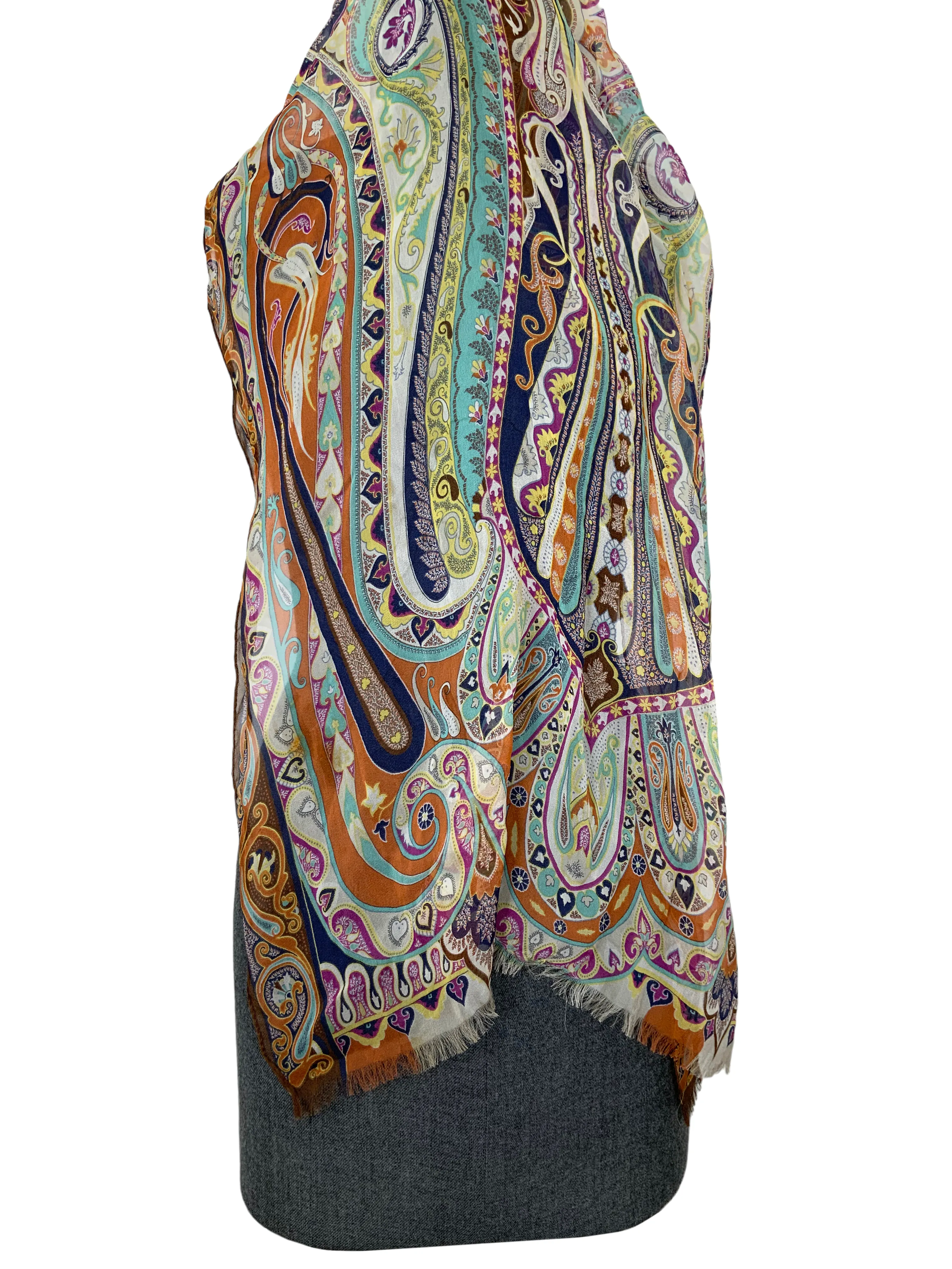 ETRO Paisley Printed Fringe Oblong Scarf