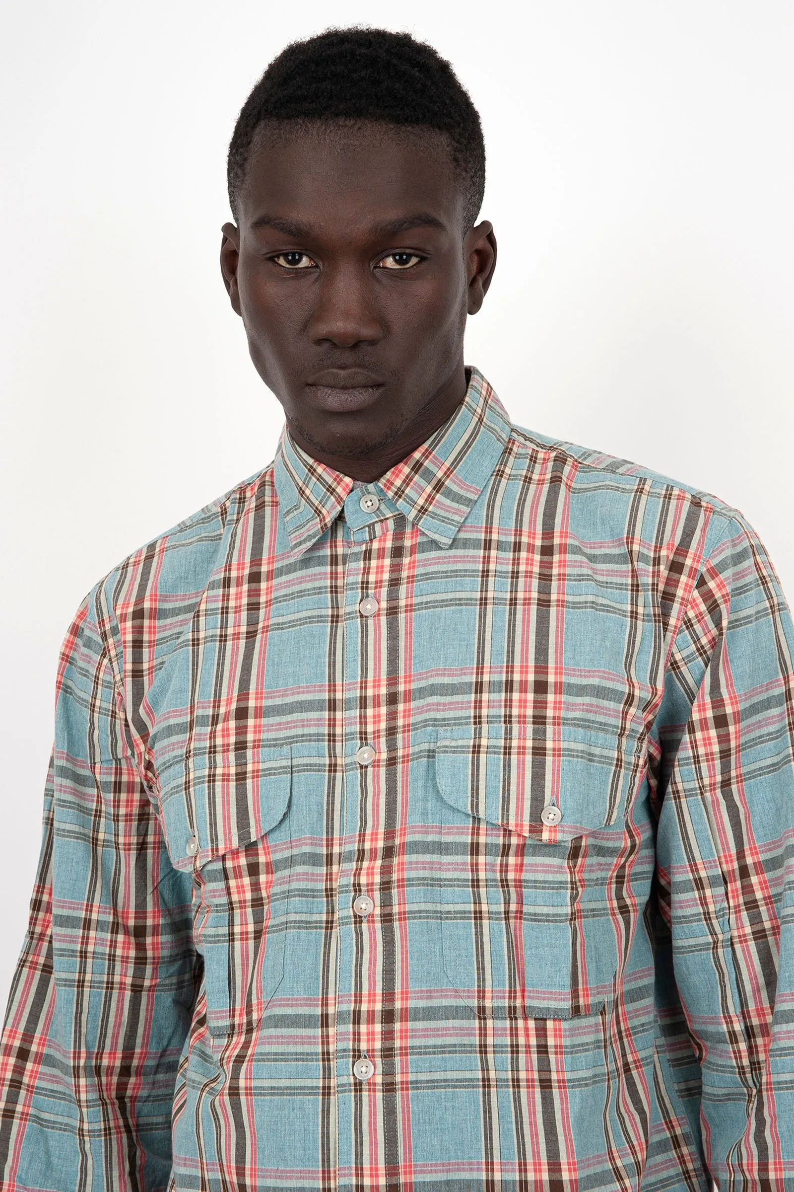 Filson Camicia Washed Feather Cloth in Cotone Celeste