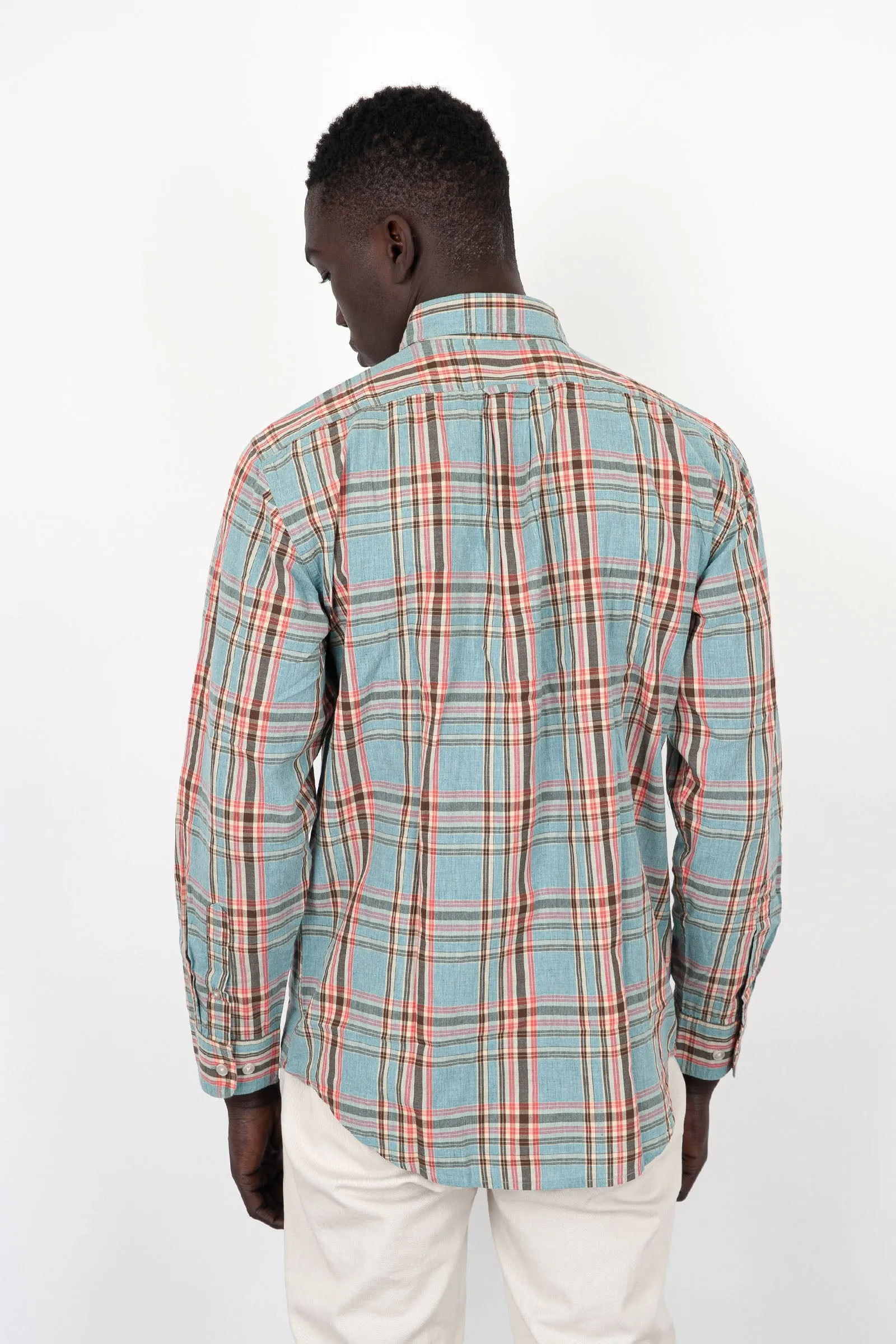 Filson Camicia Washed Feather Cloth in Cotone Celeste