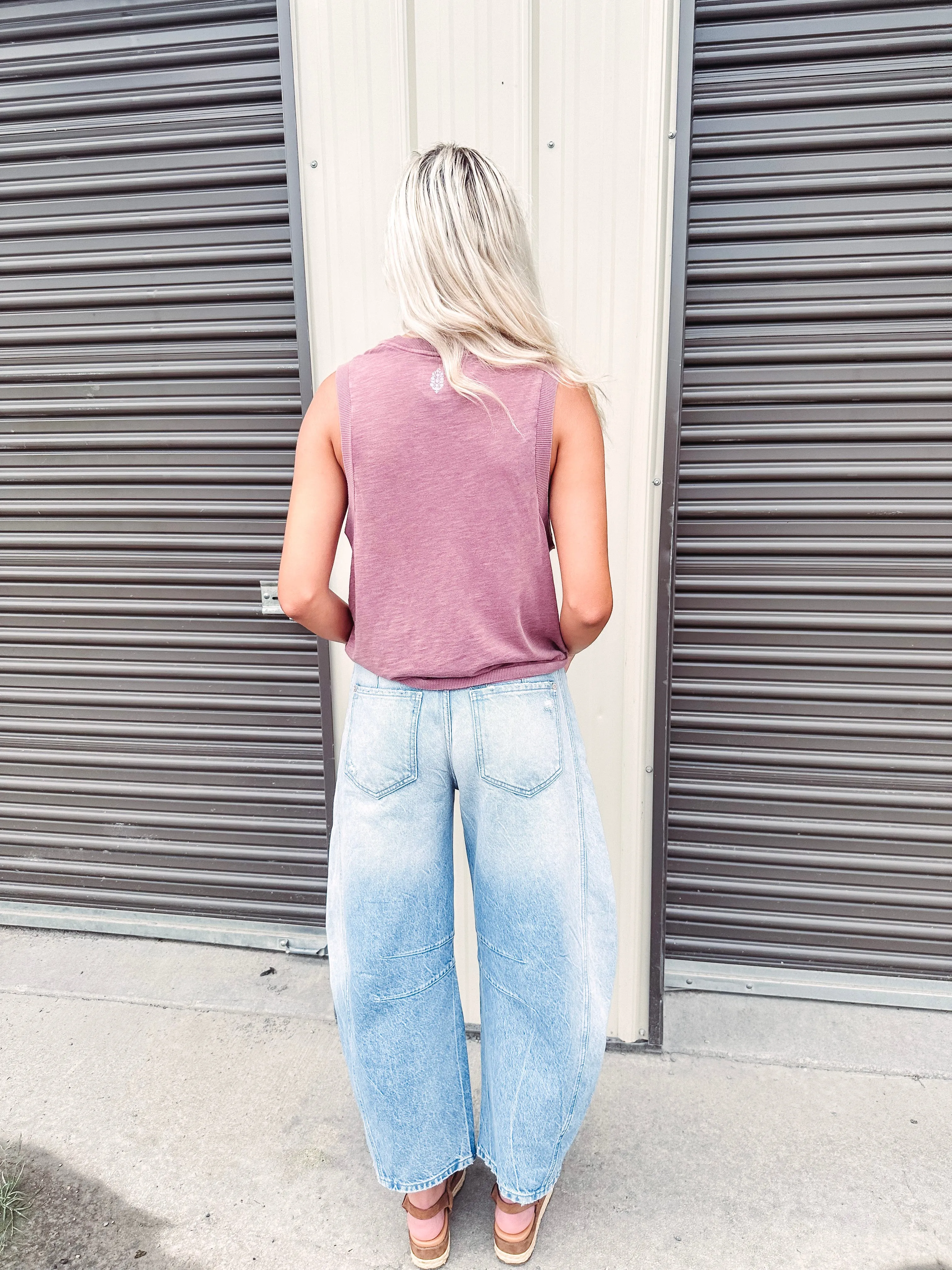 Free People Good Luck Mid Rise Barrel Jean