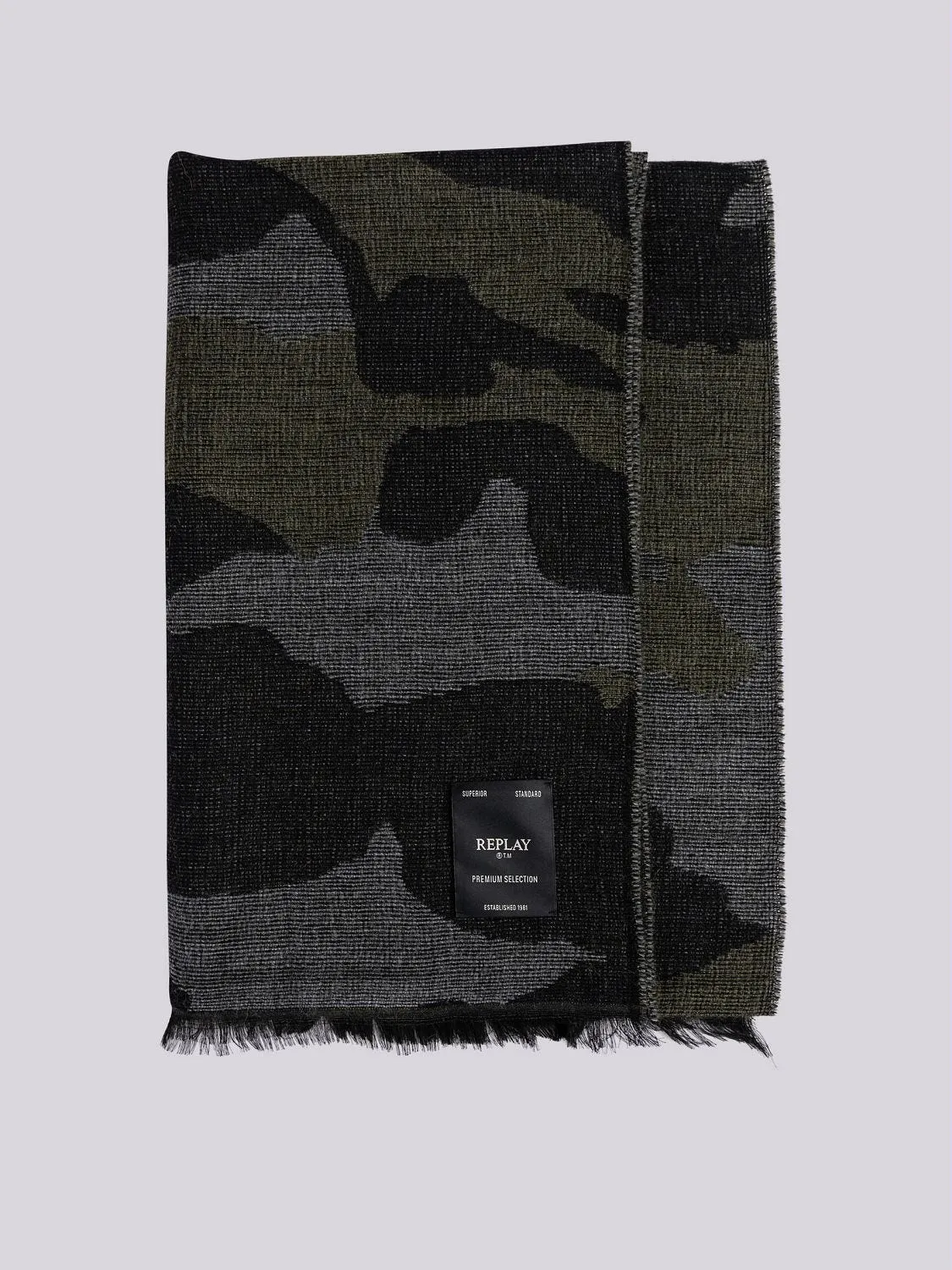 FRINGED CAMO SCARF