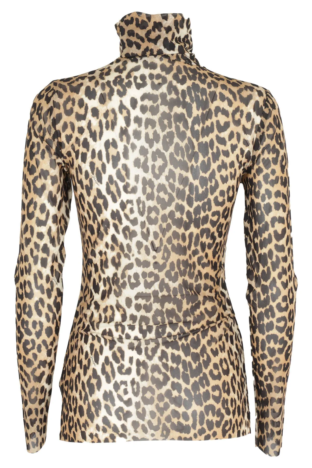 Ganni Leopard Print Turtleneck Top