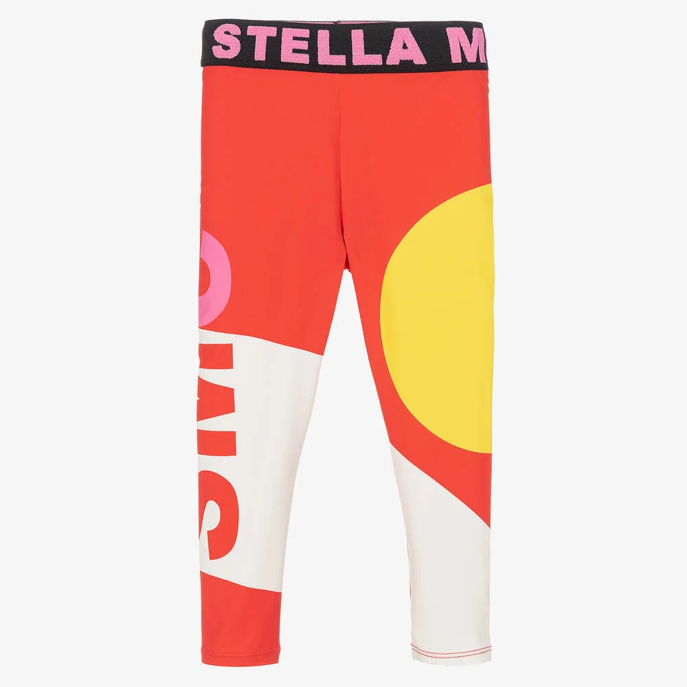 Girls Red Logo Leggings