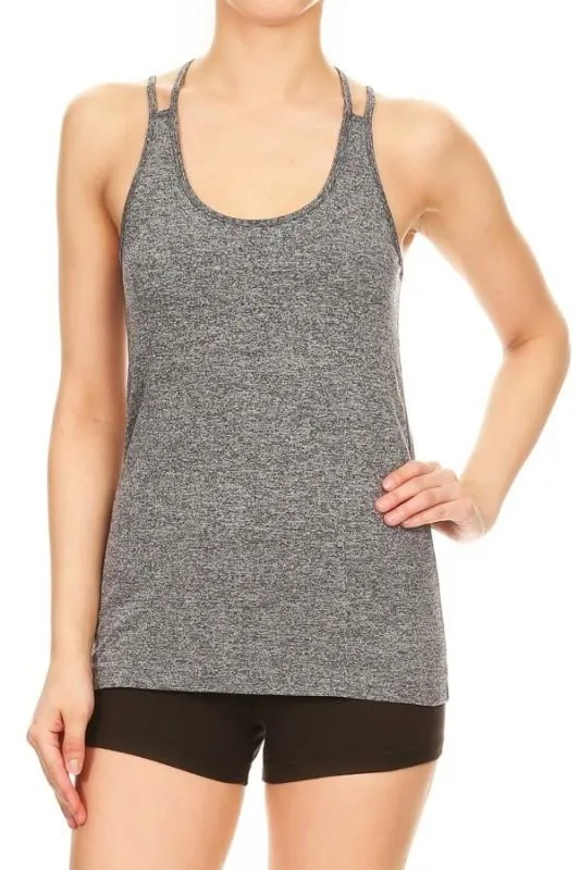 Grey Scoop Neck Activewear Tank