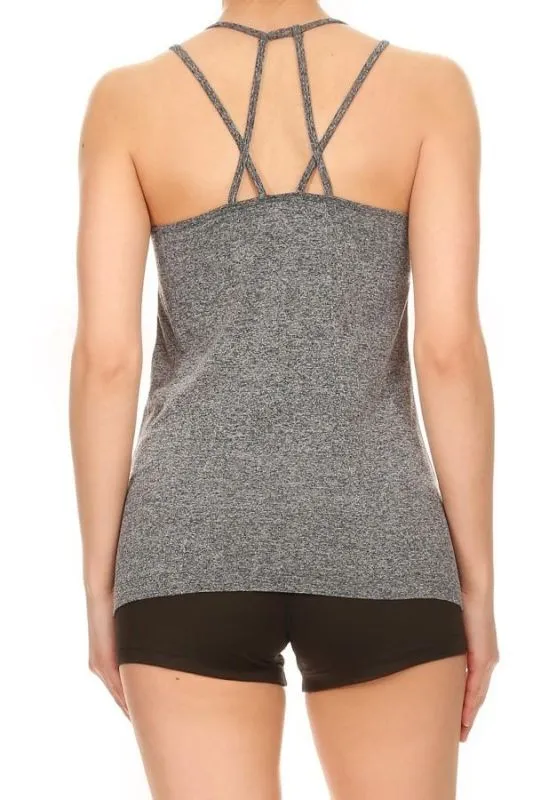 Grey Scoop Neck Activewear Tank