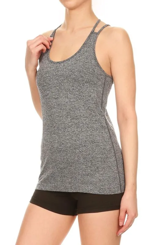 Grey Scoop Neck Activewear Tank