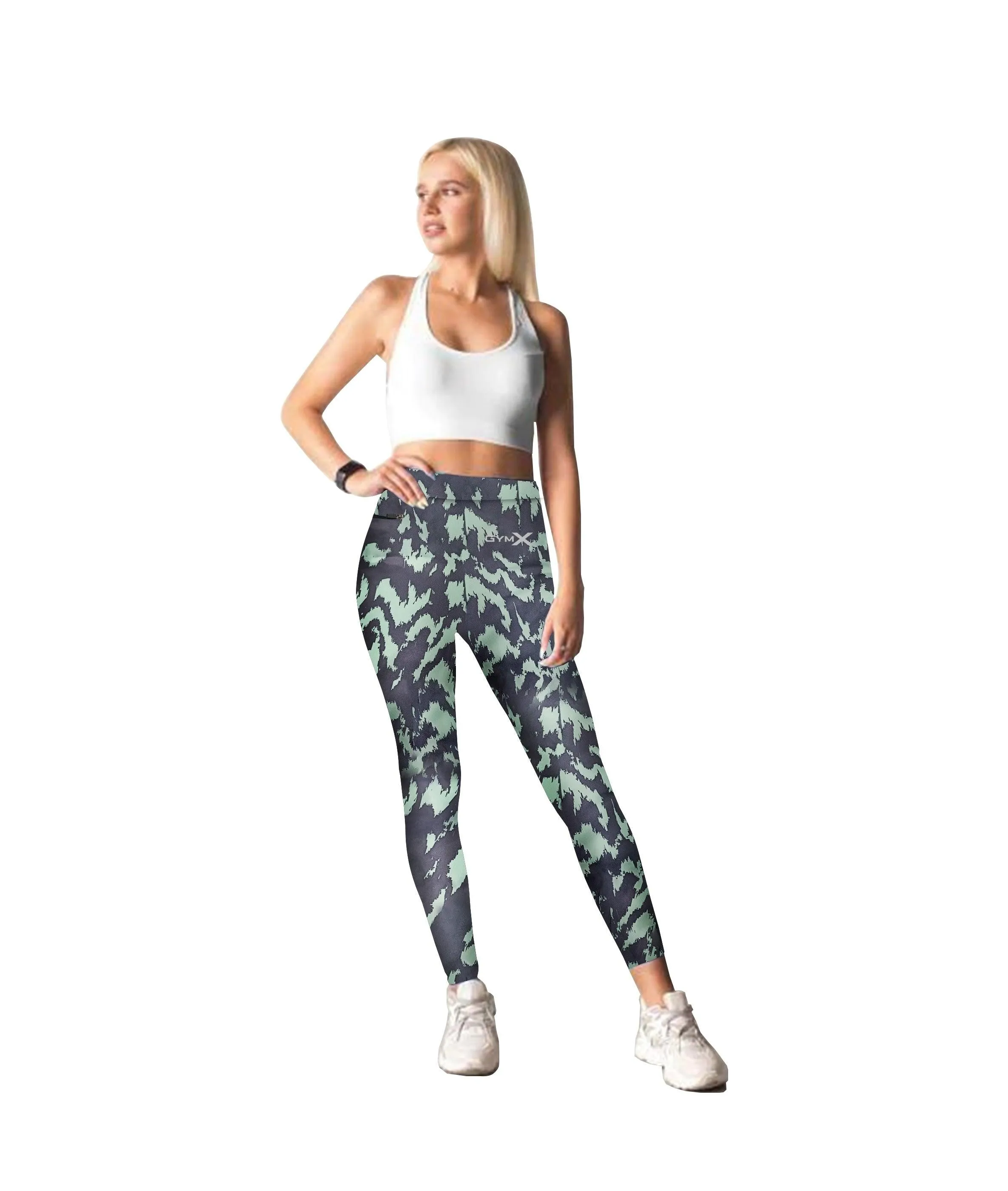 GymX Fusion Neon Green Camo Leggings - Sale