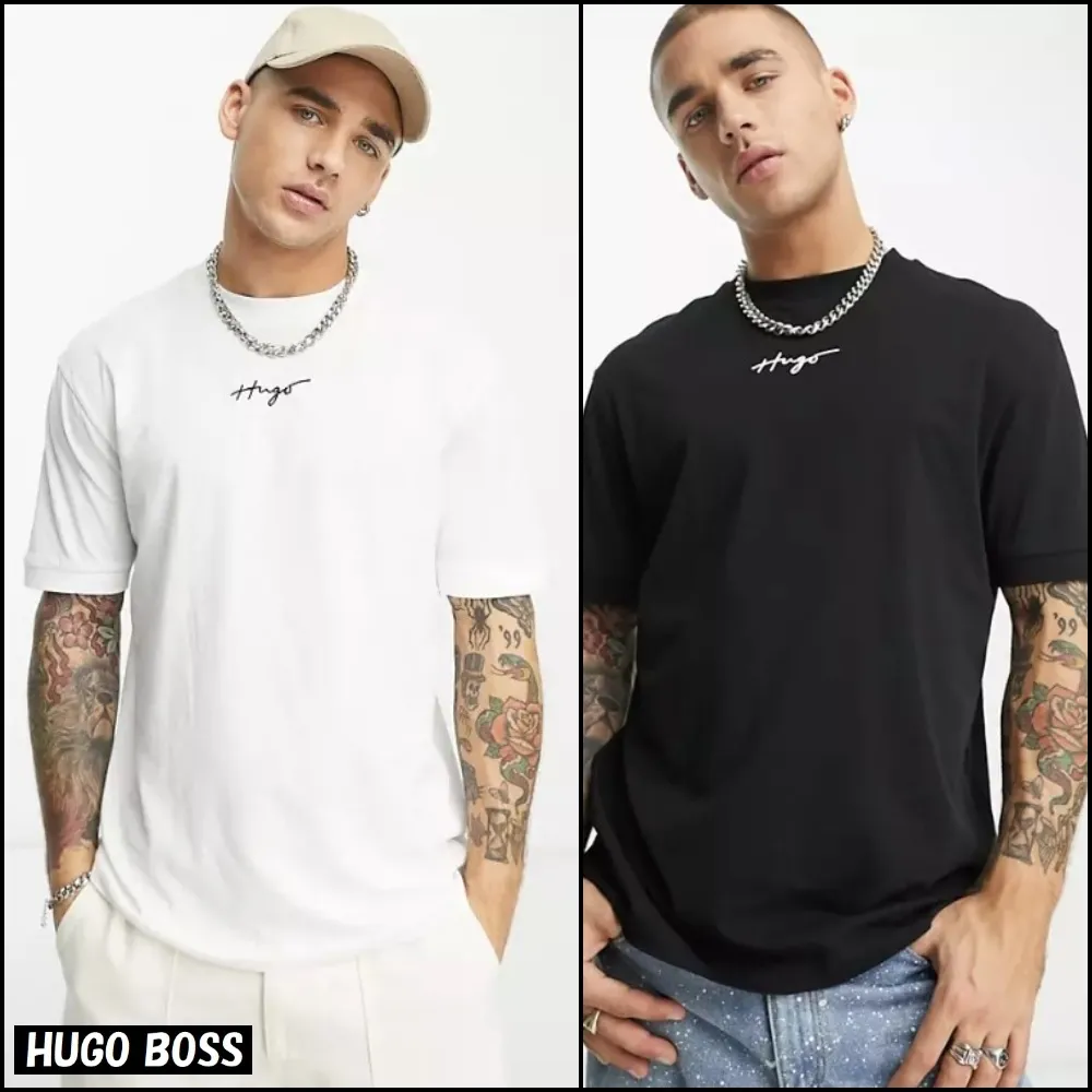 Hugo Boss  |Crew Neck Pullovers Cotton Short Sleeves Logo