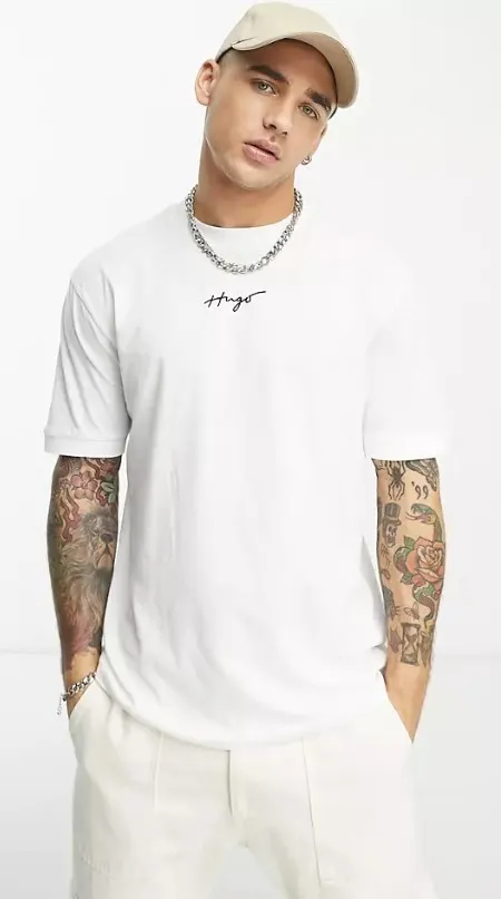 Hugo Boss  |Crew Neck Pullovers Cotton Short Sleeves Logo