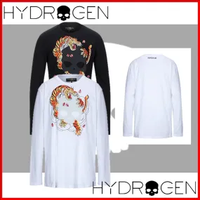 Hydrogen  |Street Style Long Sleeves Cotton Long Sleeve T-shirt Logo