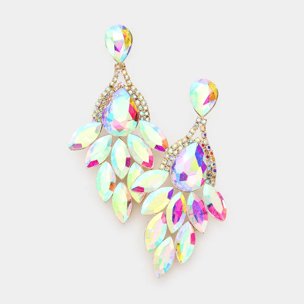 iLLASPARKZ Teardrop Accented Marquise Stone Cluster Evening Earrings