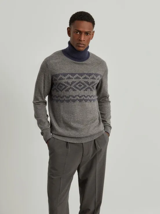 Jacquard turtleneck sweater