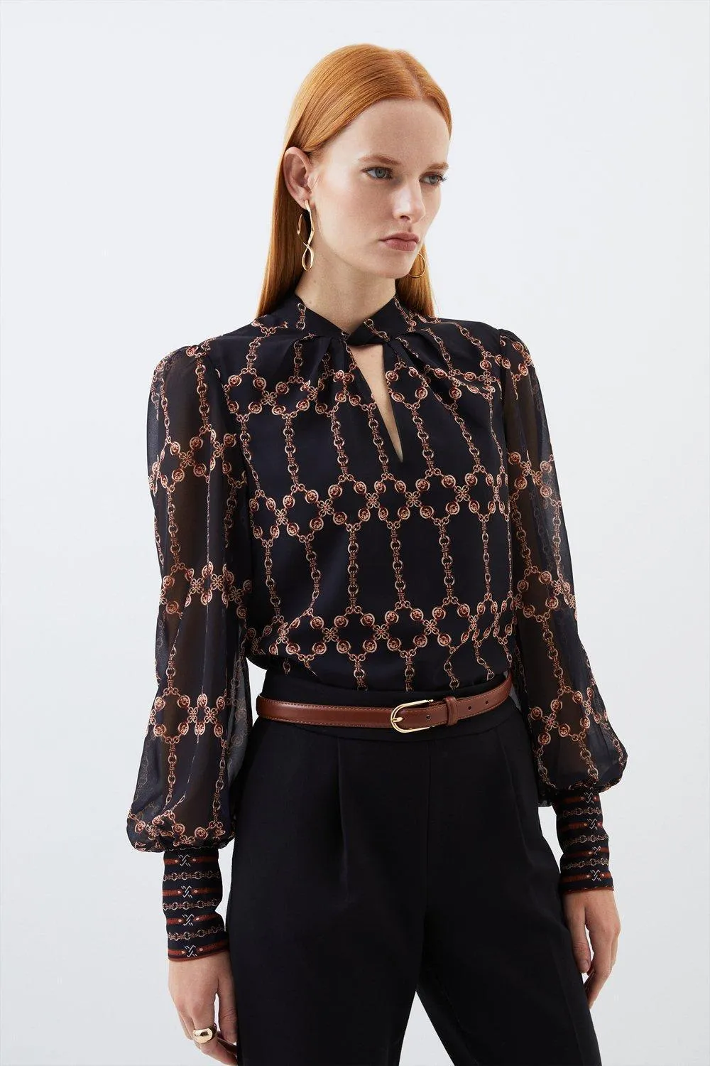 Karen Millen  |Casual Style Long Sleeves Puff Sleeves Shirts & Blouses