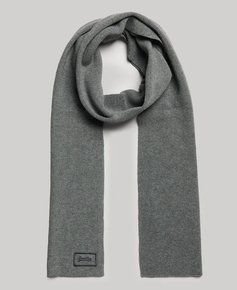 Knitted Logo Scarf | Rich Charcoal Marle