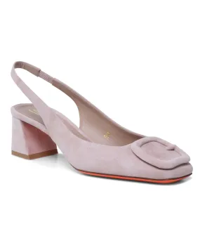 Lemon Suede Sling Heel in Pink