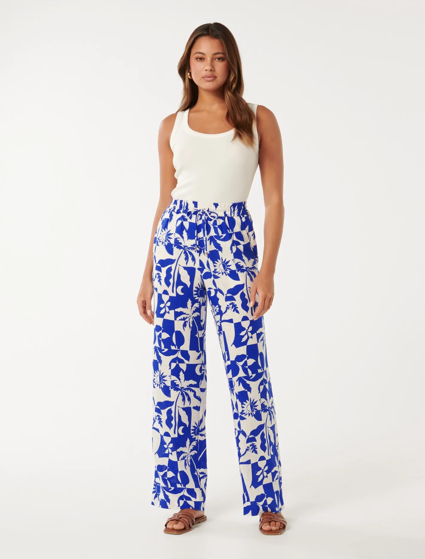 Livy Printed Linen Pants