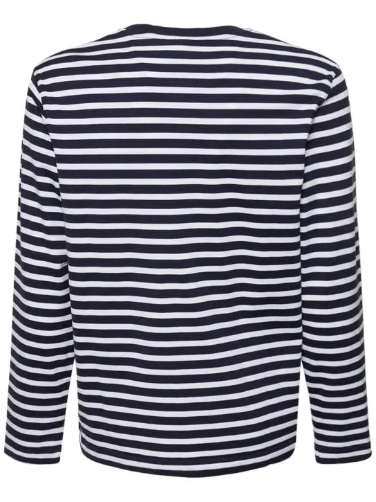 MAISON KITSUNE  |Crew Neck Stripes Long Sleeves Cotton Long Sleeve T-shirt