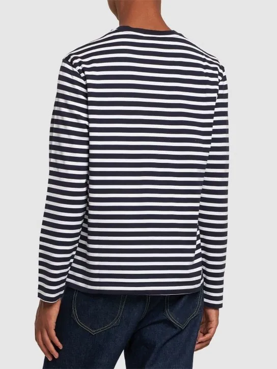 MAISON KITSUNE  |Crew Neck Stripes Long Sleeves Cotton Long Sleeve T-shirt