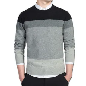 Men Stripped Sweaters and Pullovers Men's Casual Slim Fit Long Sleeved O Neck Knitted Sweaters Pullovers Hombre Men SM6