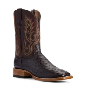 Mens Ariat Dark Brown Full Quill Ostrich Cowboy Boots