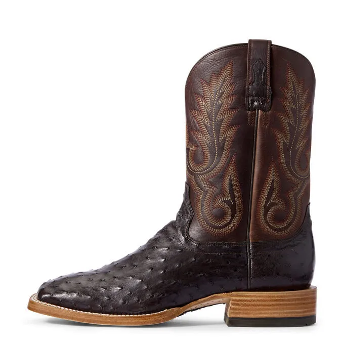 Mens Ariat Dark Brown Full Quill Ostrich Cowboy Boots