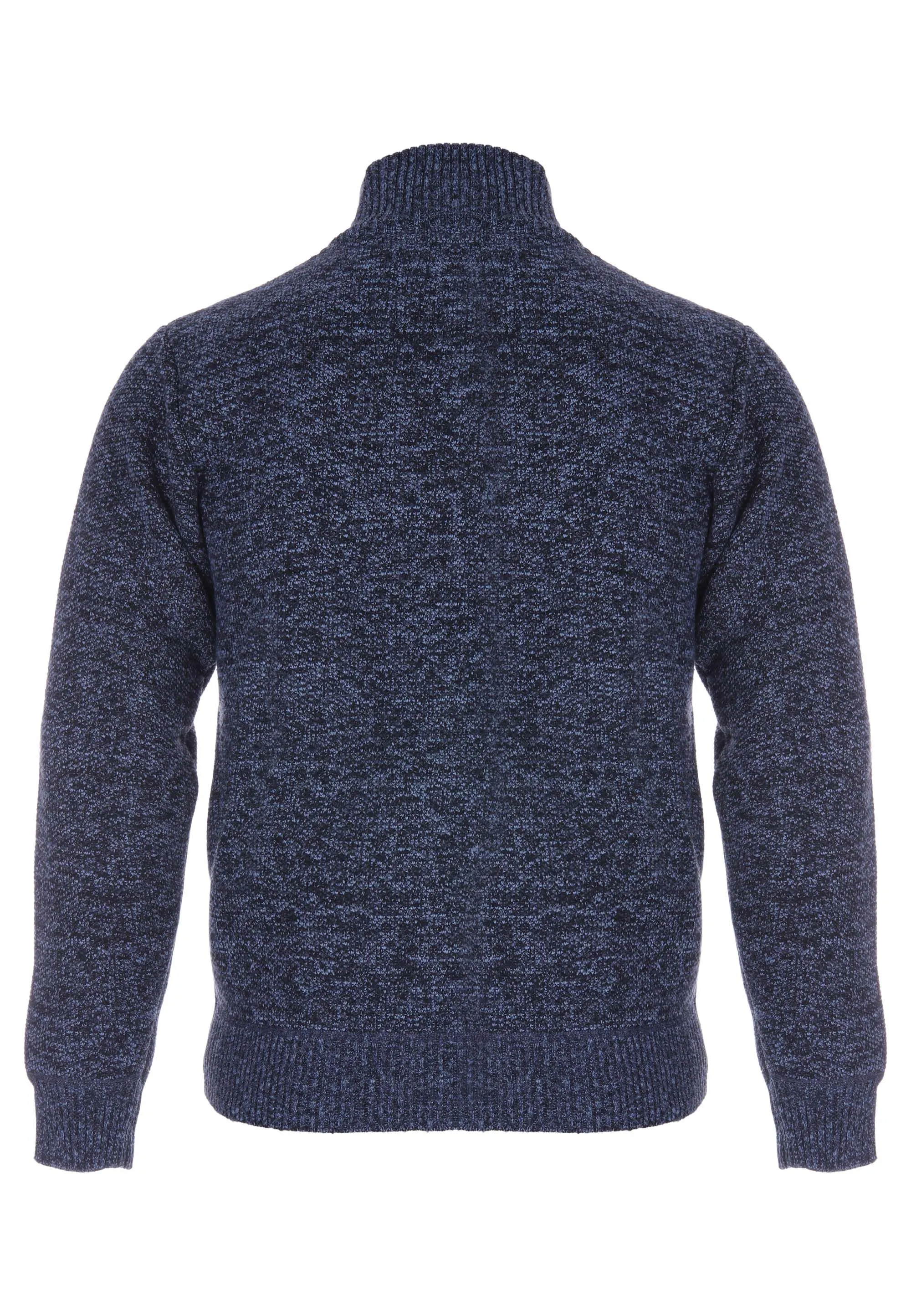 Mens Blue Sherpa Zip Through Knitted Cardigan