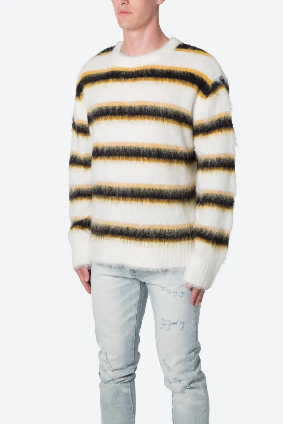 MNML  |Crew Neck Pullovers Stripes Street Style Long Sleeves