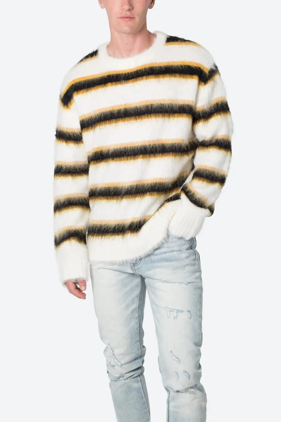 MNML  |Crew Neck Pullovers Stripes Street Style Long Sleeves