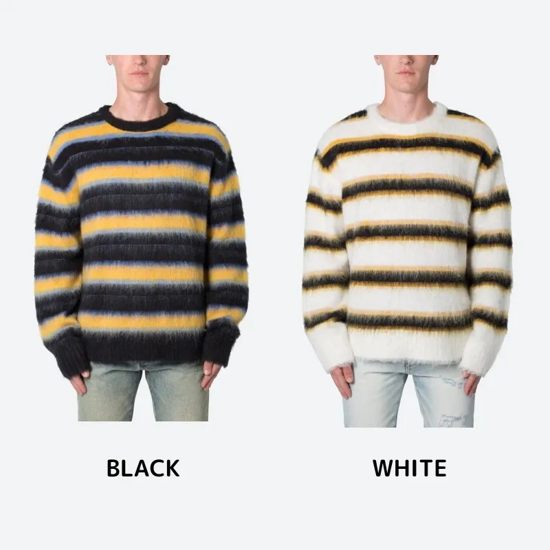 MNML  |Crew Neck Pullovers Stripes Street Style Long Sleeves