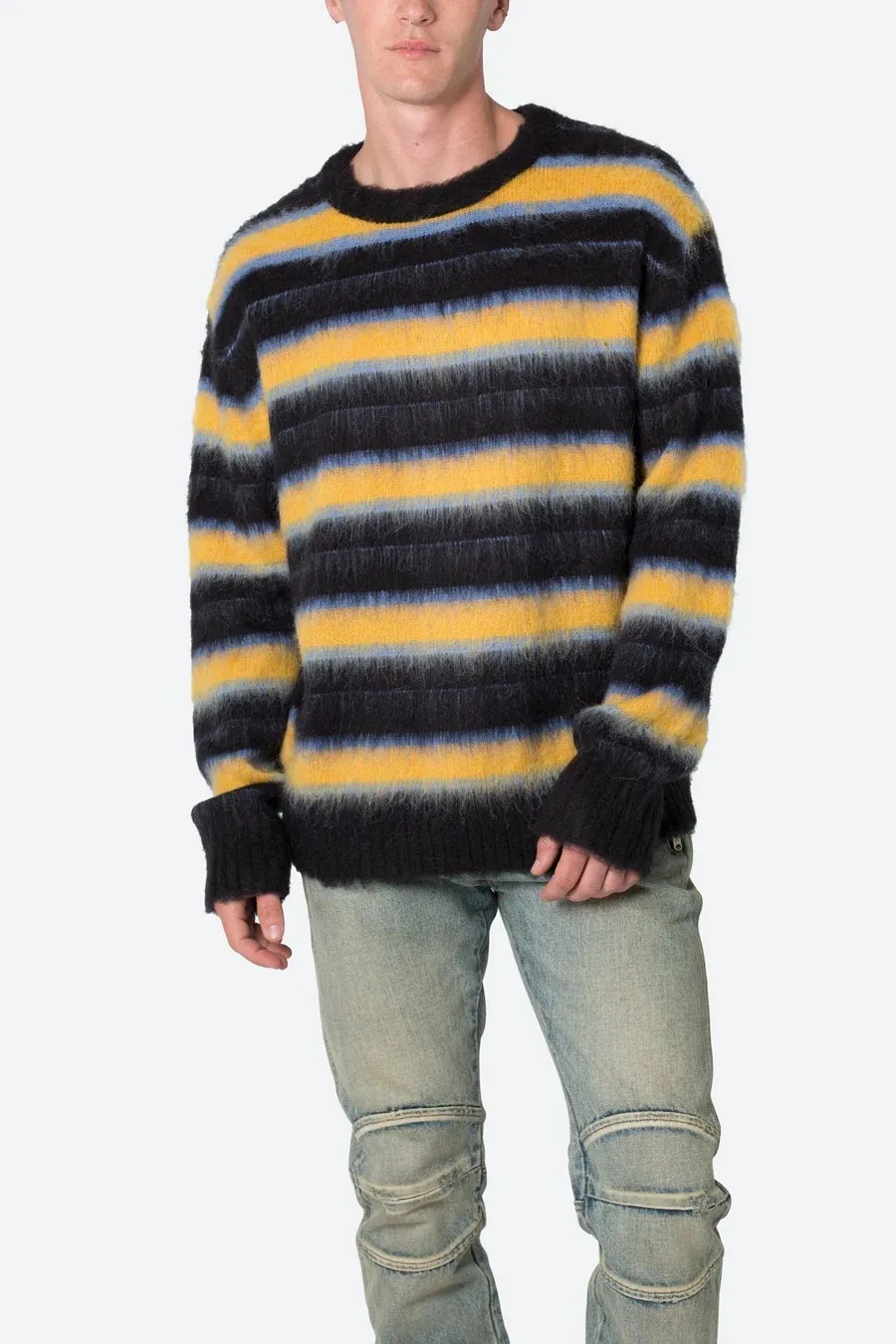 MNML  |Crew Neck Pullovers Stripes Street Style Long Sleeves