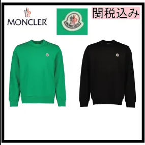 MONCLER  |Crew Neck Pullovers Street Style Long Sleeves Cotton Logo