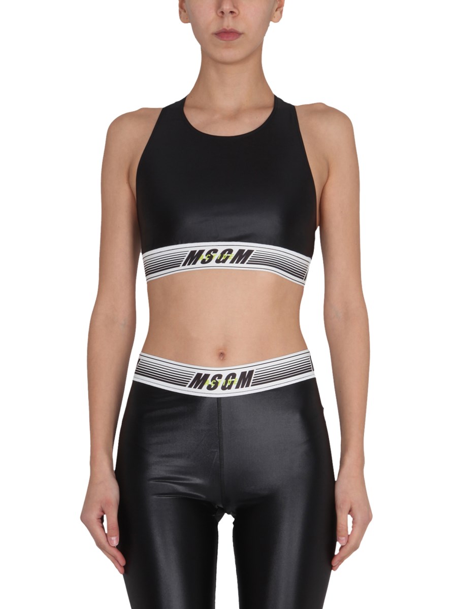 MSGM    ACTIVEWEAR TOP WITH LOGO BAND