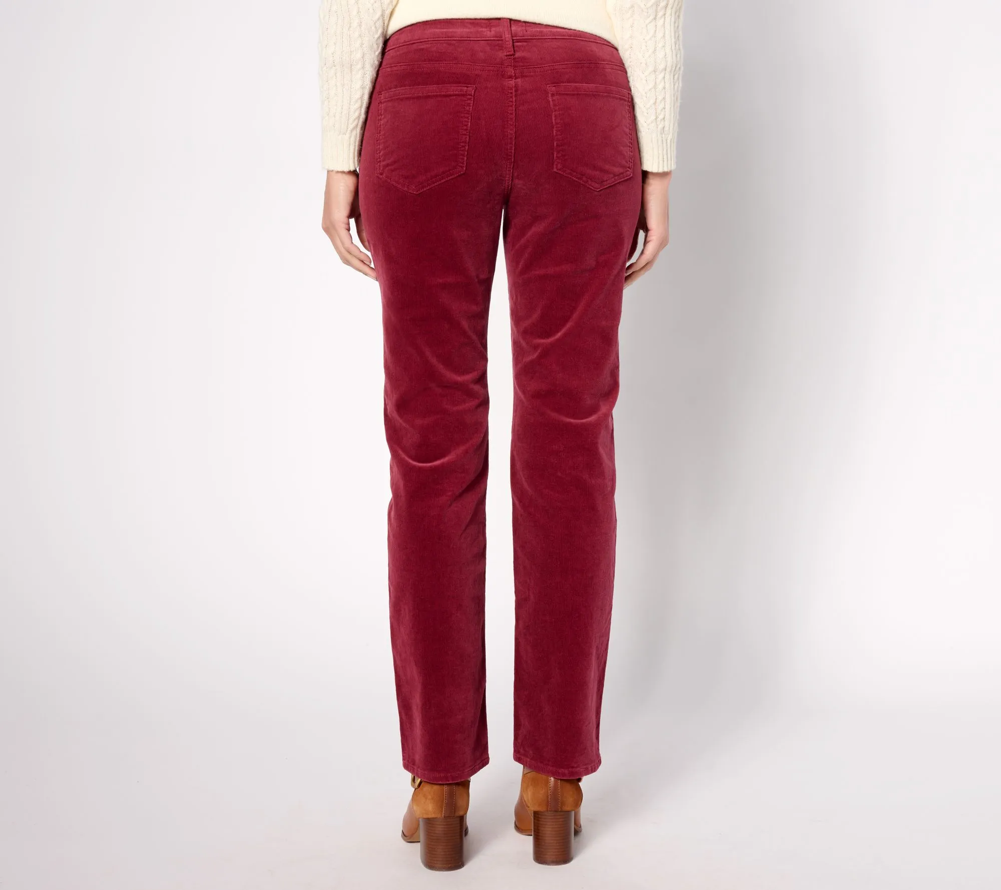 NYDJ Marilyn Straight in Wale Baby Corduroy Pants- Cranberry