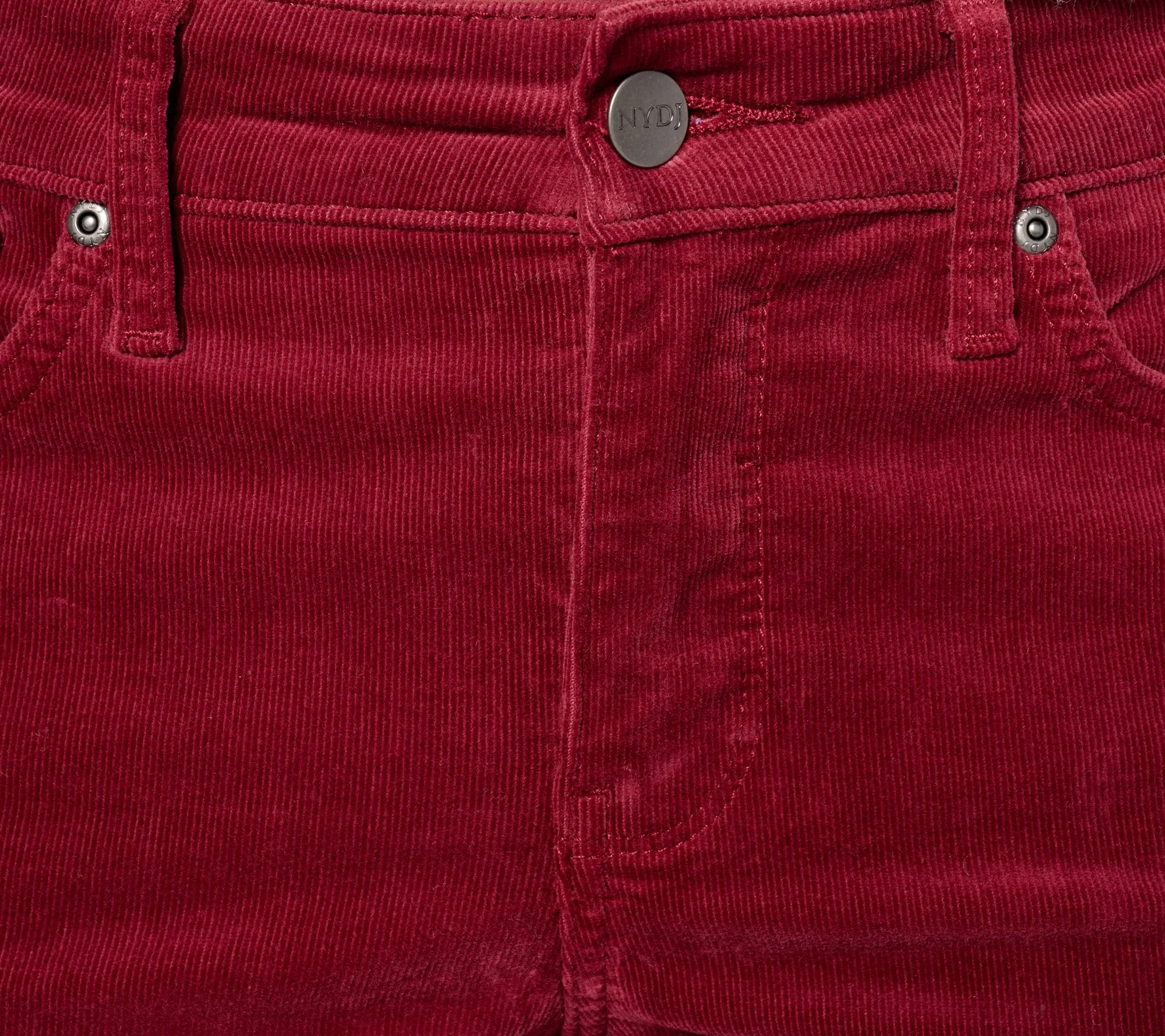 NYDJ Marilyn Straight in Wale Baby Corduroy Pants- Cranberry