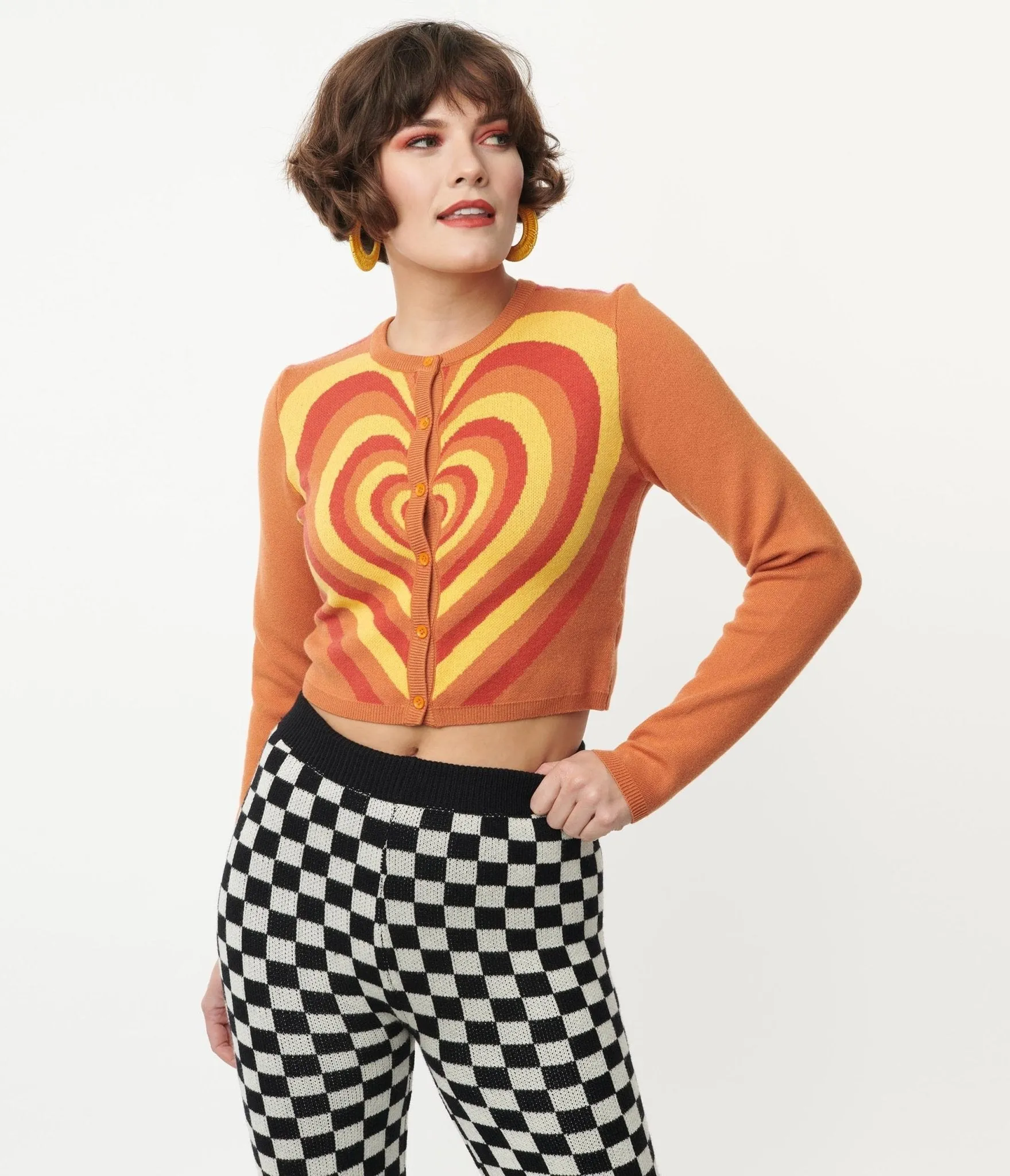 Orange Heart Stripe Cardigan