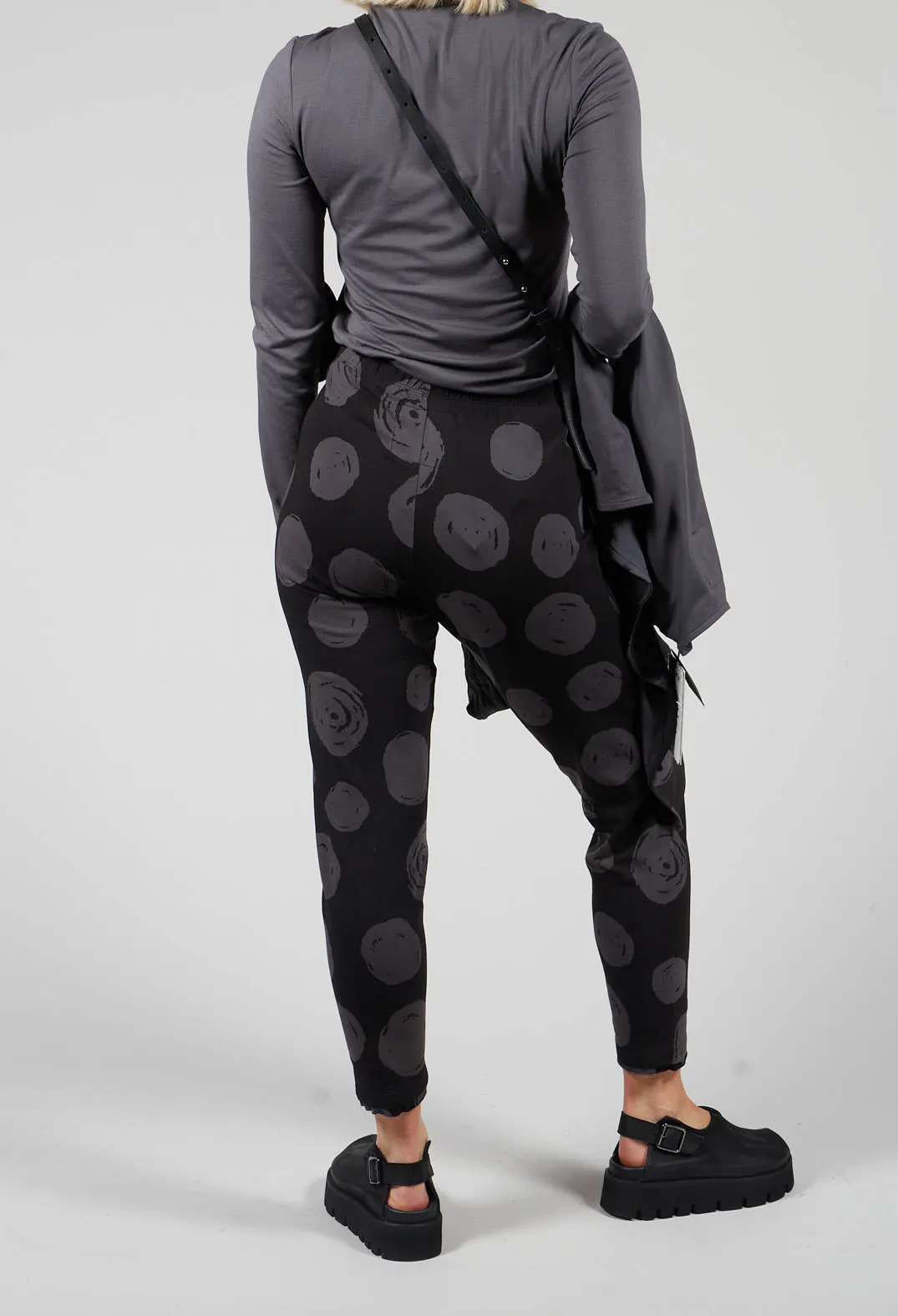 Paint Polka Dot Print Leggings in Grey