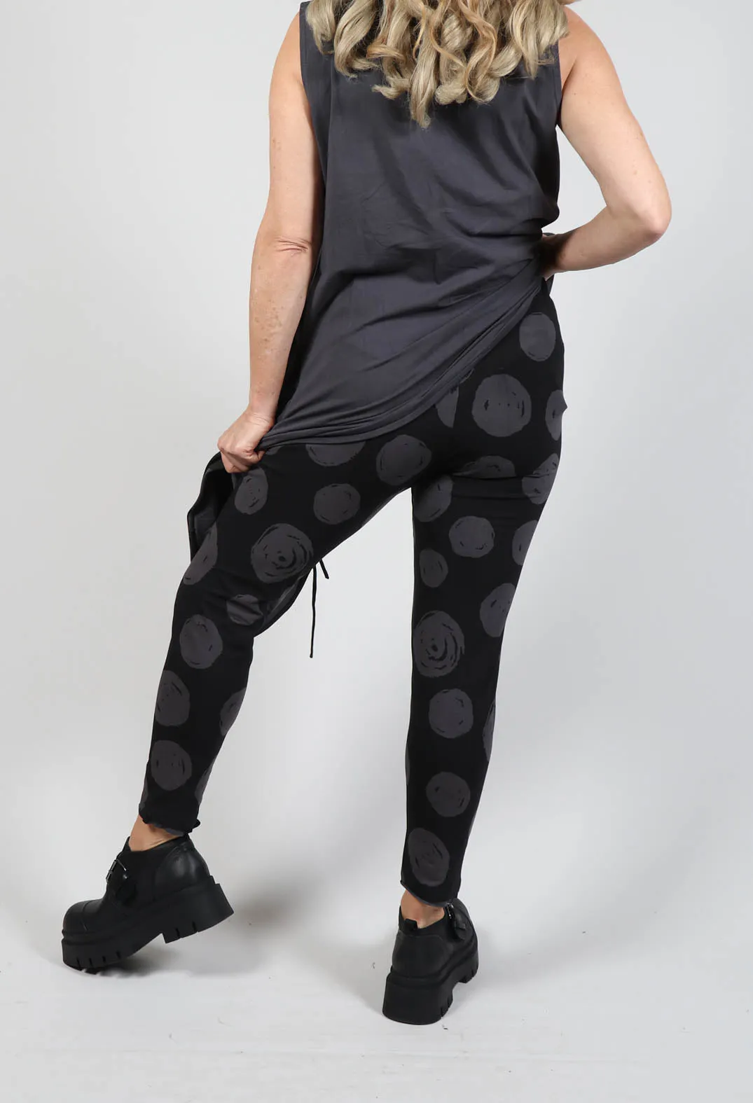 Paint Polka Dot Print Leggings in Grey