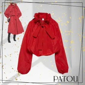 PATOU  |Casual Style Long Sleeves Plain Elegant Style Puff Sleeves