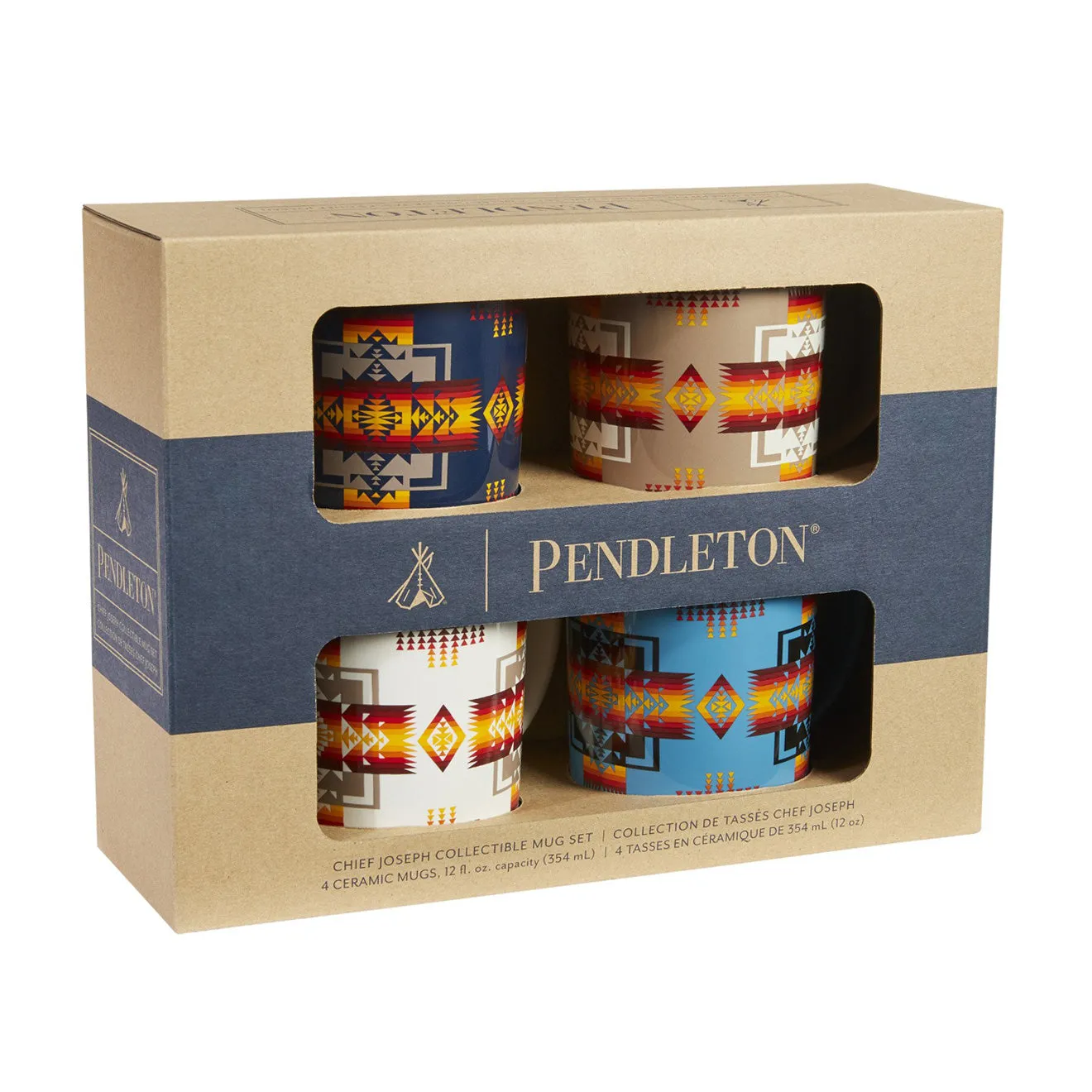 Pendleton Ceramic Mug Set of 4 Chief Joseph Multi