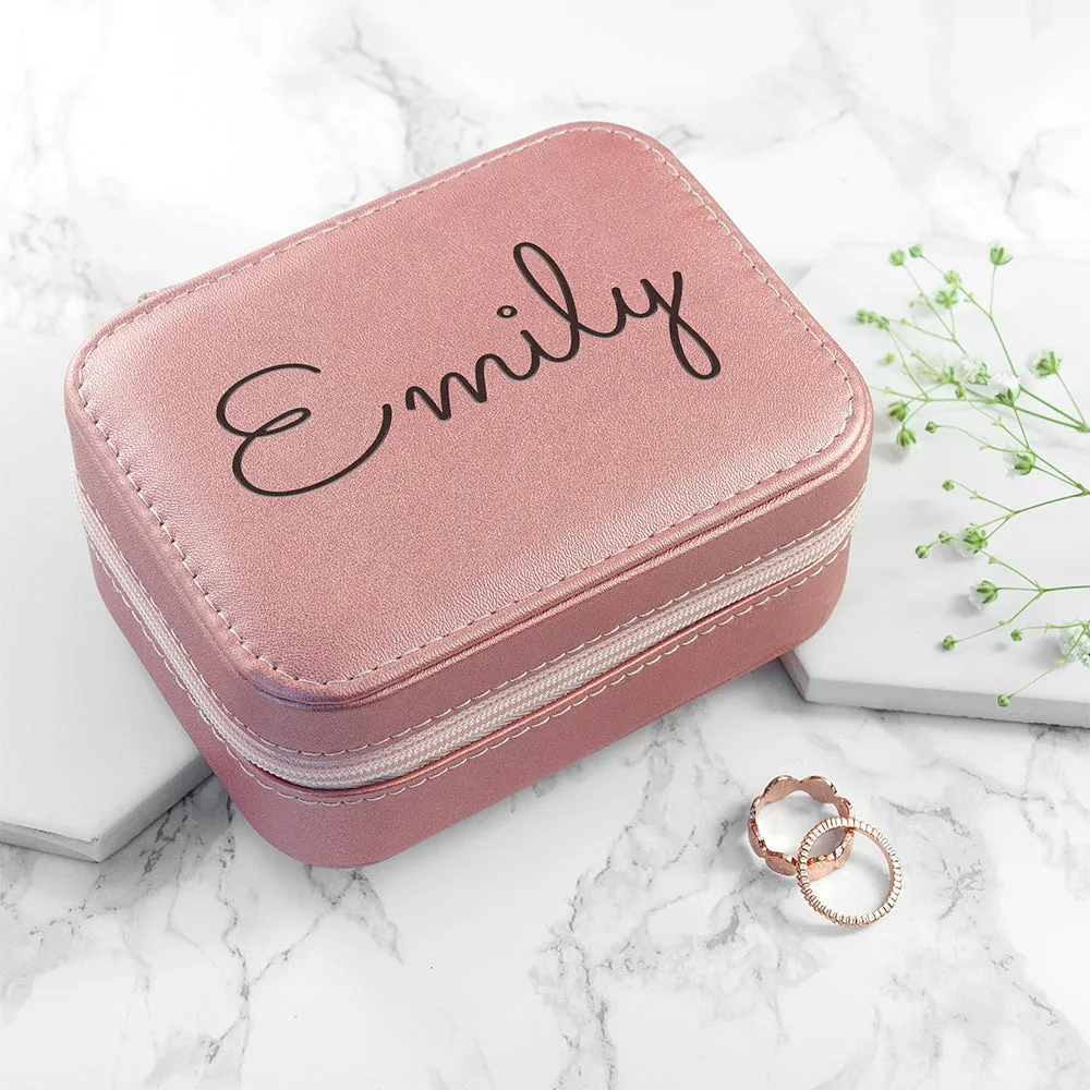 Personalised Pink Travel Jewellery Case