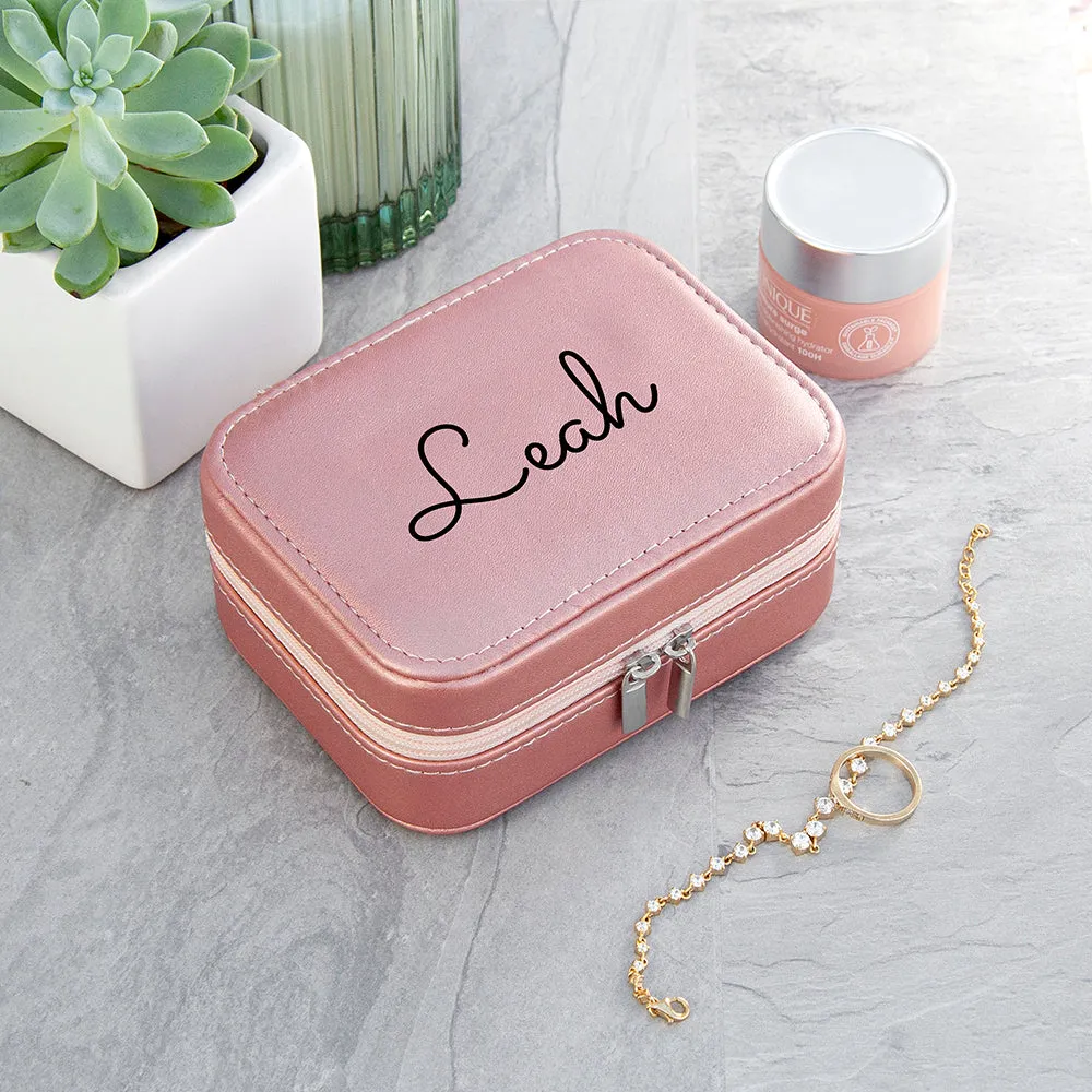 Personalised Pink Travel Jewellery Case