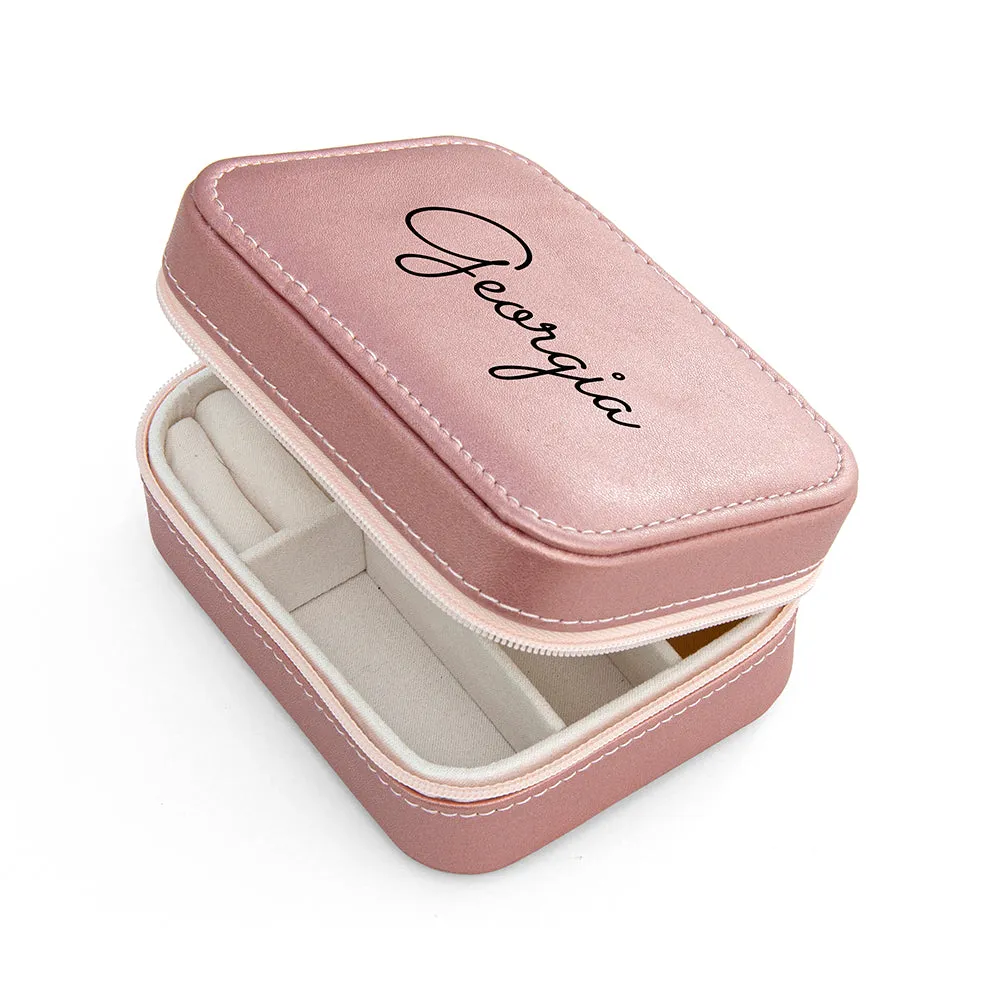 Personalised Pink Travel Jewellery Case