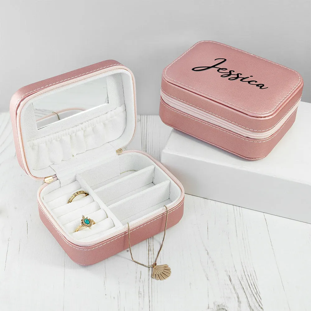 Personalised Pink Travel Jewellery Case